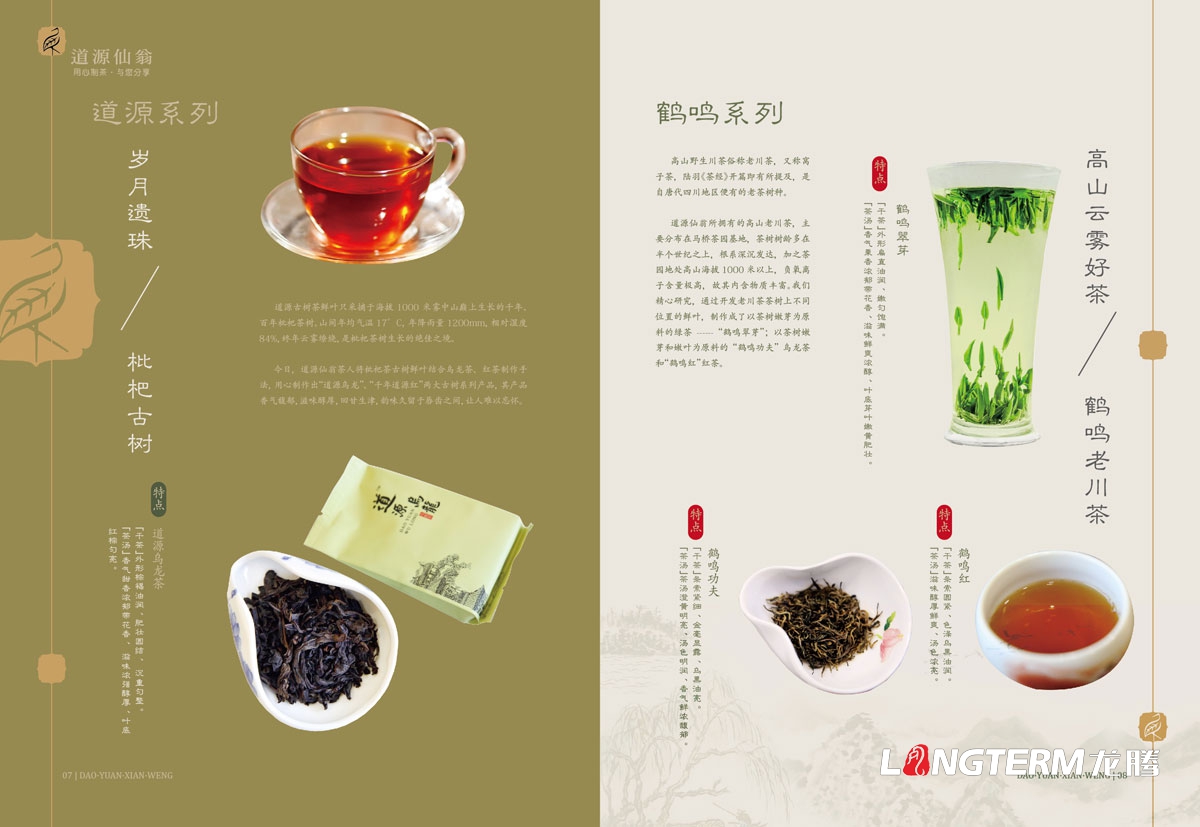 道源仙翁茶业产品宣传手册设计_成都市大邑县茶叶产品宣传画册设计公司